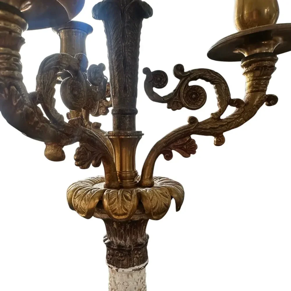 Vintage Heavy Brass Candelabra Table Lamp 3 Arm USA Stiffel Style